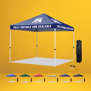 10&#39; x 10&#39; Commercial Pop-Up Canopy Tent Kit, Heavy-Duty Frame, Full-Color Custom Canopy, Perfect for Events, Trade Shows & Outdoor Displays