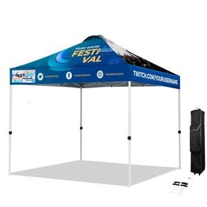 10x10 Custom Pop-Up Tent, Vented Canopy, 600D Polyester, Water-Resistant, UV-Protected, Fire-Retardant, Events, Trade Shows, Promotions