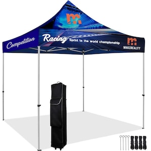 10&#39;x10&#39; Custom Pop-Up Tent Kit with Full-Color Canopy, Personalized Event Tent for Trade Shows, Promotions, Markets, Branding, Outdoor