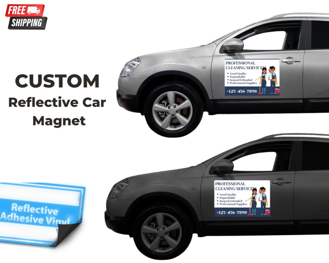 Reflective Car Magnet, Personalized Car Magnet, Customized Magnetic Car Sign, Reflective ...