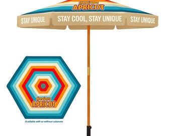 Custom Printed Wooden Market Umbrella: 7 ft Patio Shade, Outdoor Branding