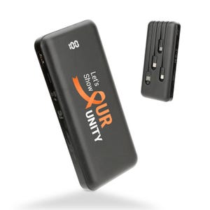 Custom 4-in-1 Power Bank 10000mAh with Logo | Portable Charger with Built-in Cables | Personalized Tech Gift for Clients & Events