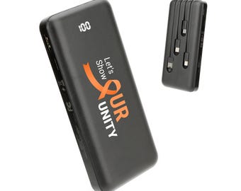 Custom Logo Power Bank: 10000mAh Portable Charger with Built-in Cables