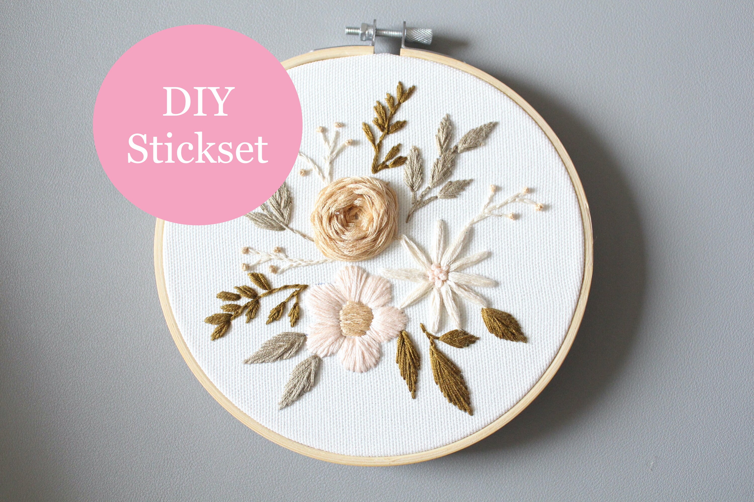 DIY "floral" embroidery set with template