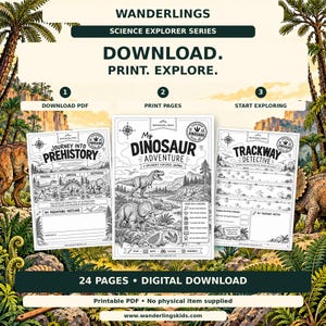 Aktivitetspaket med dinosaurieäventyr | Utskrivbar dagbok med 24 sidor (PDF) bild 5