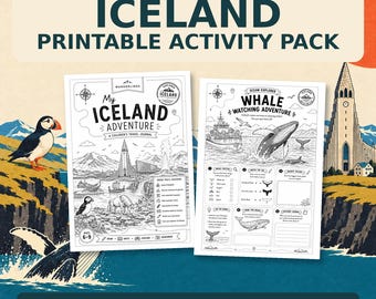 Island Aktivitetsbok för barn | Resedagbok | Bilresor och semesterarbetsbok | Skärmfria reseaktiviteter