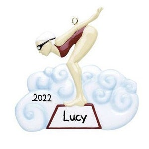 Swimmer Personalized Ornament - Swimmer Ornament - Hand Personalized - Learned to Swim Christmas Ornament - Xmas 2023