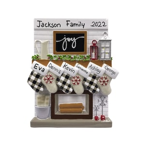 Personalisierte Familie von 6 Weihnachtsverzierung, Familie von sechs Weihnachtsverzierung, Kaminsims Geschenk 2023 Verzierungs-Familien-Strumpf