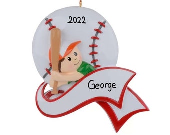 Personalized Baseball Man Ornament - Learning to Play Baseball Christmas Ornament - Tee Ball Christmas Ornament - Baseball Bat Player 2023