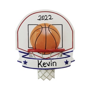 Personalized Basketball Ornament, Basketball Backboard and Ball, Sports Ornament, Personalized Christmas Ornaments 2023, Sports and Hobby