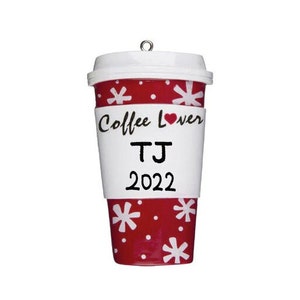 Adorno de taza de café - Regalo de adorno de Navidad personalizado para amantes del café para su mejor amiga Cafetería Trabajador Taza Taza Adorno de vaso 2023