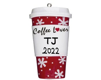 Kaffeetasse Ornament - Personalisierte Kaffee-Liebhaber-Weihnachts-Verzierung-Geschenk für ihren besten Freund-Kaffee-Shop-Arbeiter-Tasse-Becher-Becher-Verzierungs-Verzierung 2023