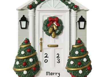 Personalized White Door Ornament, White Door with Wreath First Apartment, New Home, Our New House, Hand Personalized 2025, Christmas Tree