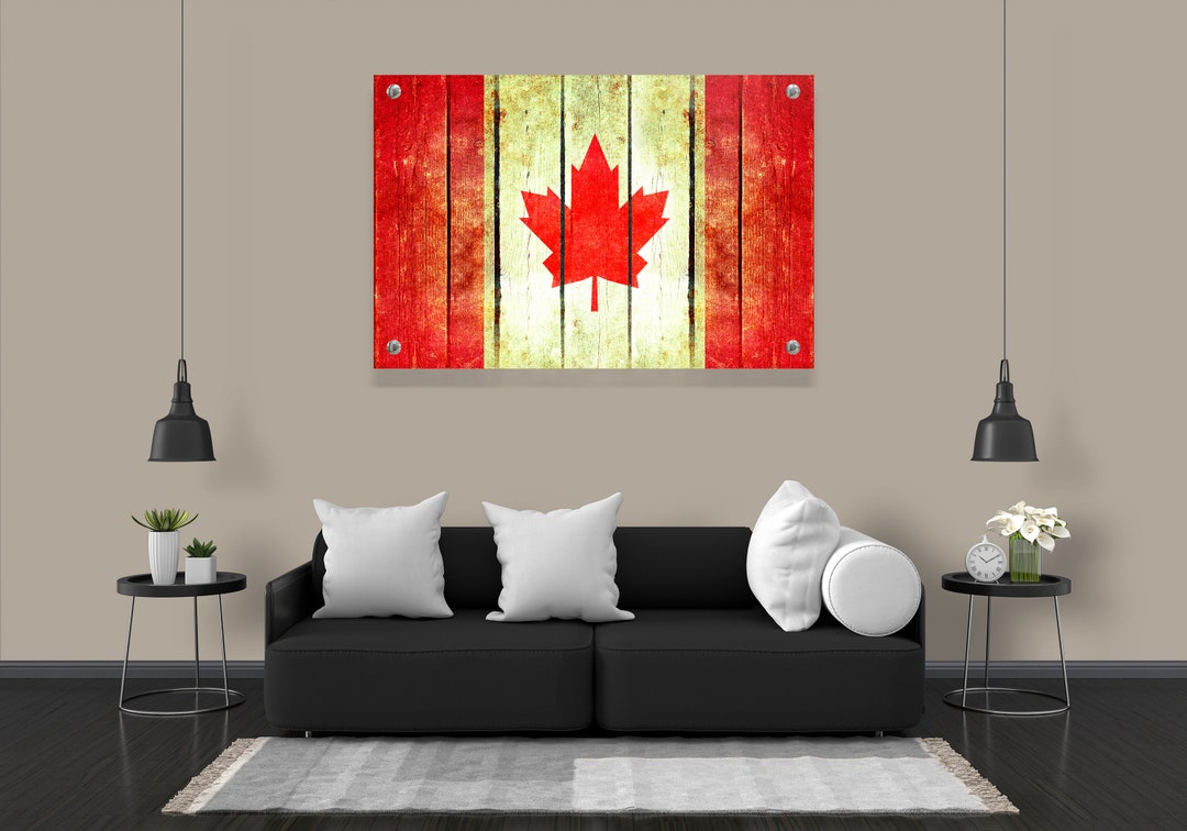 Distressed Canadian Flag Wall Art Rustic Canada Country Flag Etsy