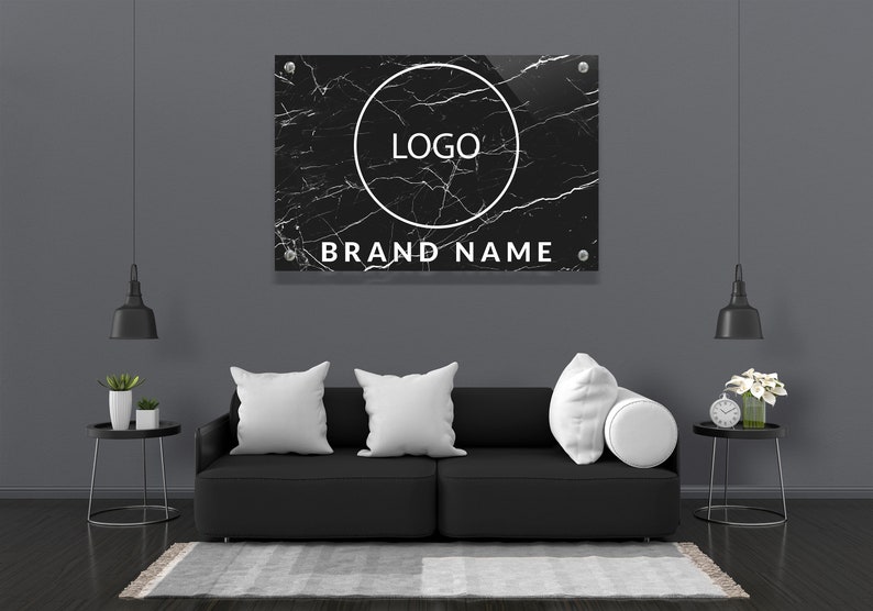 Custom Company Logo Wall Art Personalized Brand Name Glass Etsy