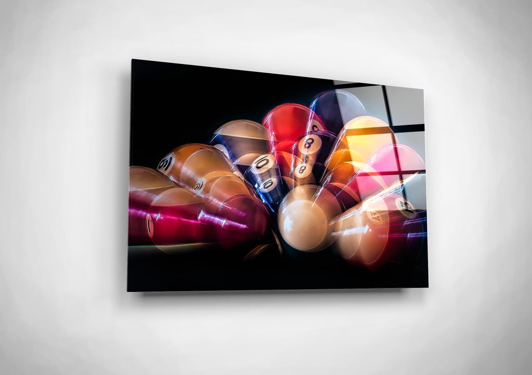 Pool Balls Art, Billiards Wall Art, Tempered Glass Print, Premium Pool