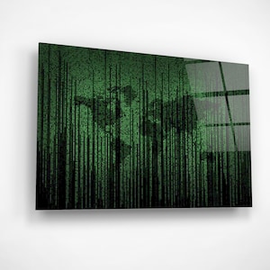 May include: A green digital background with a matrix-like pattern of code cascading down the screen. The code is in a white font and appears to be flowing down the screen.