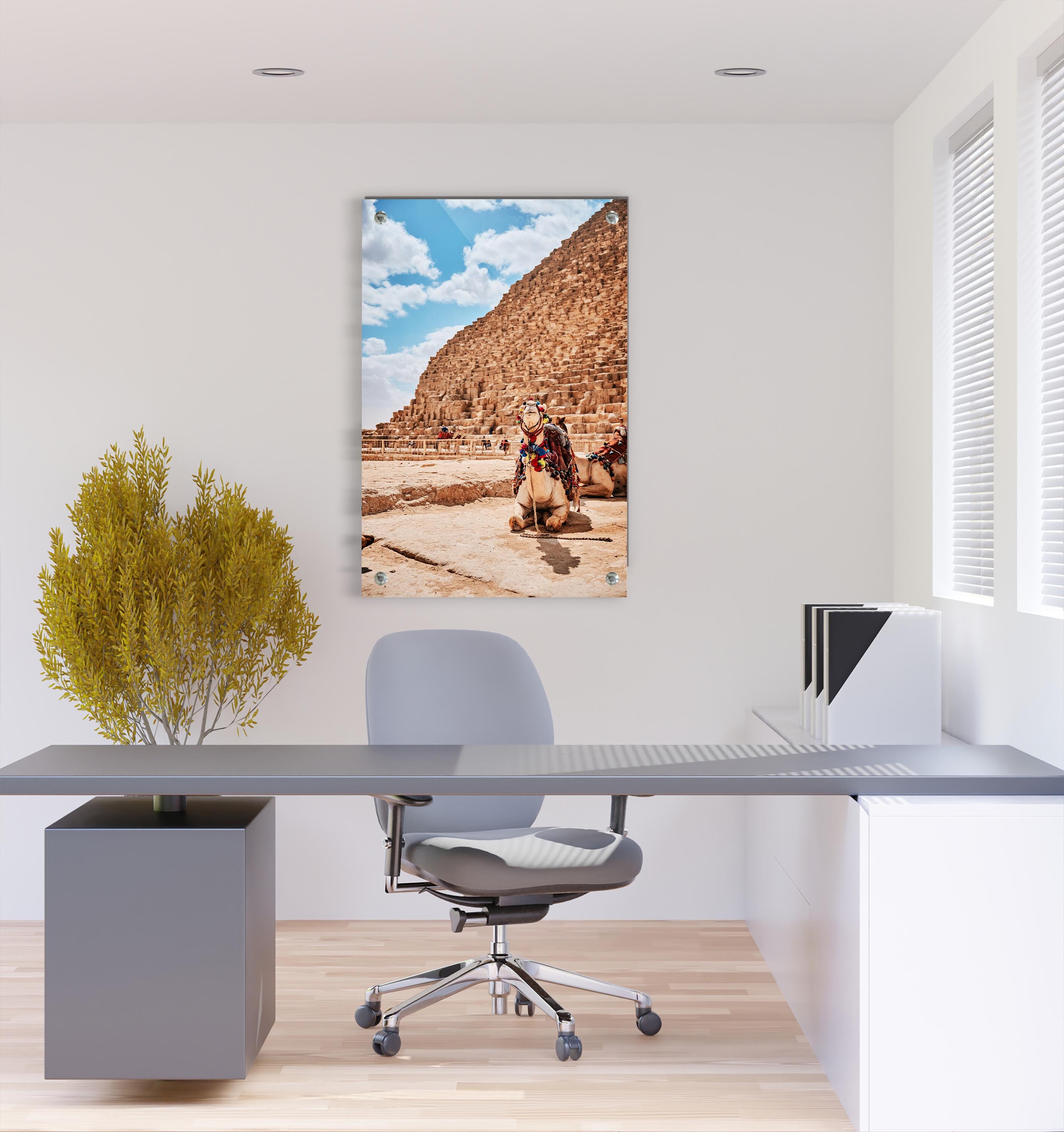 Egyptian Camel Ride, Sahara Desert Landscape Wall Art, Pyramids of Giza ...