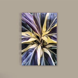 Iris Flower Print, Fleur De Lis Wall Art, Botanical Theme Bedroom Decor, Natural Glass Painting, Lilac Room Decoration