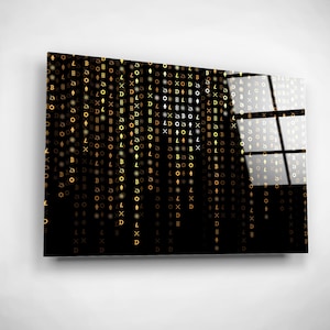Cryptocurrency Wall Art, Glass Blockchain Business Office Decor, Gold Stock Market Painting, Crypto Trader Gift