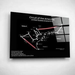 Muurkunst Circuit of the Americas – Grand Prix-baankunstwerk van de Verenigde Staten, canvas van gehard glas, motorsportfans cadeau, formule racen