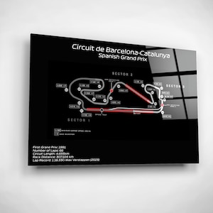Muurkunst Circuit de Barcelona-Catalunya – Spaanse Grand Prix-baankunstwerk, canvas van gehard glas, cadeau motorsportfans, formuleracen