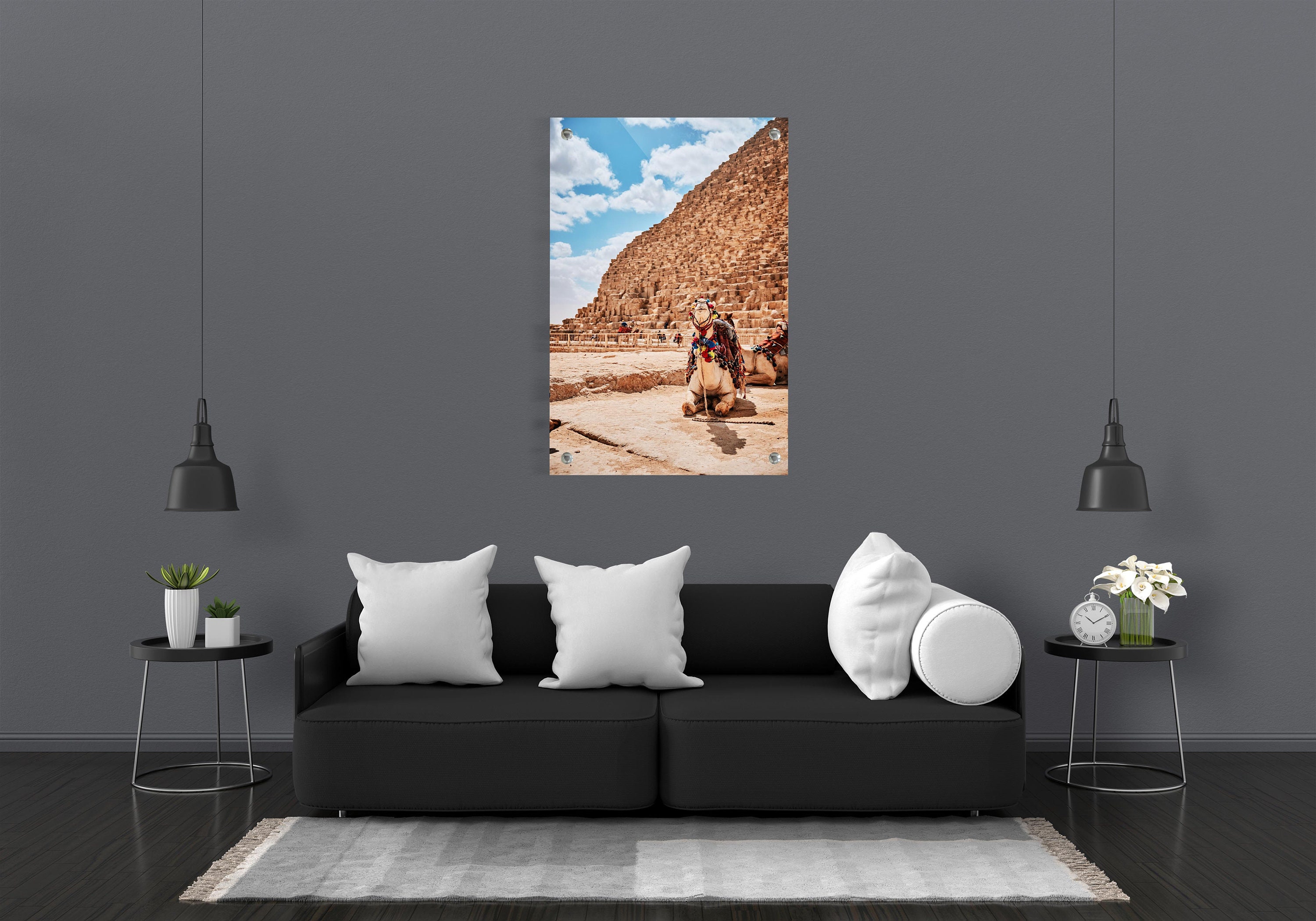 Egyptian Camel Ride, Sahara Desert Landscape Wall Art, Pyramids of Giza ...