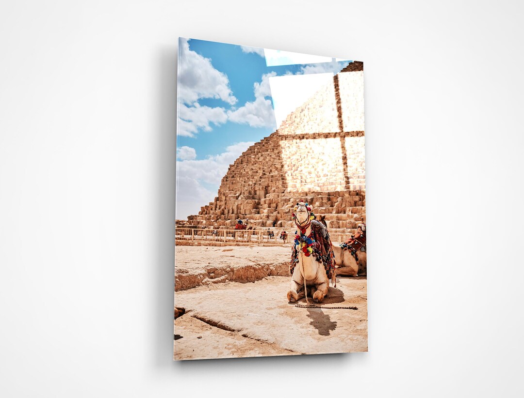 Egyptian Camel Ride, Sahara Desert Landscape Wall Art, Pyramids of Giza ...