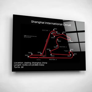 Muurkunst Shanghai International Circuit – Chinese Grand Prix-baankunstwerk, canvas van gehard glas, cadeau motorsportfans, formule racen