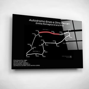 Imola Circuit Wall Art - Italië Grand Prix-trackposter, canvas van gehard glas, cadeau voor motorsportfans, formule racen muurkunst
