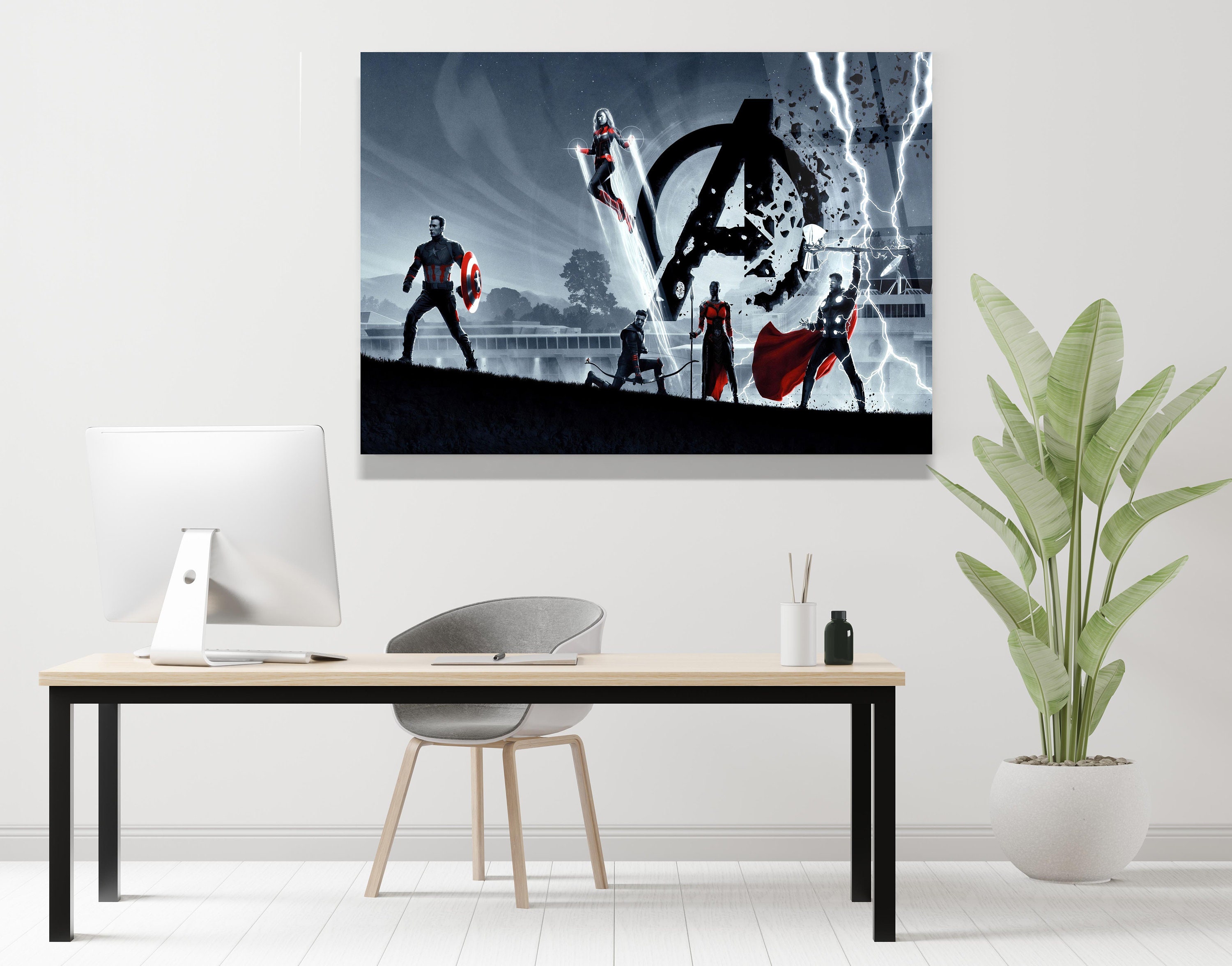 Avengers Logo Wandkunst, Thor Captain America Hawkeye Gemlde, Glas ...