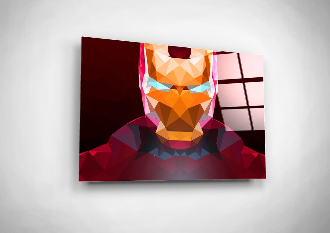 Iron Man Wall Art Set, Geometric Painting, Marvel Superhero Print