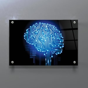 Brain Circuit Art, Computer Science Wall Art, IT Technician Gift, Futuristic Modern Office Decor, Printable Glass