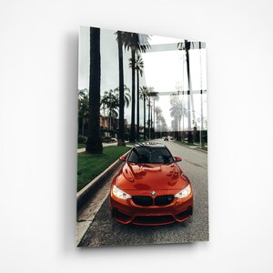 Sex Red Car Print On Glass, Auto Wall Art, Los Angeles Roads, Automotive Garage Decor, Gift For Him, Mens Office Decor