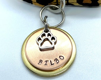 Customised ‘Simply Charmed’ Mini Brass Pet ID Tag/Dog ID Tag/Cat ID Tag