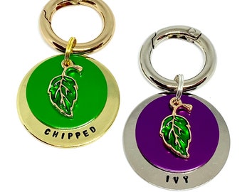 Customised ‘Green Leaf’ Standard Brass or Nickel plated Brass Pet ID Tag/Dog ID Tag/Dog Tag/Cat ID Tag