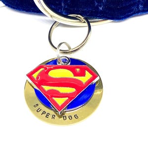 Dog ID tag, Pet ID tag-Dog tag, Pet name tag, Keyring, Hand stamped, Engraved, Personalised, Gift for pet, Gift for dog lover, Super Hero