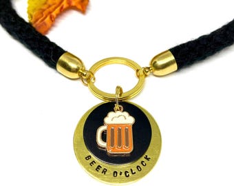 Dog tag, pet ID tag, dog name tag, dog ID tag keyring, brass, nickel, personalised, hand stamped, gift for dog lover, beer, ale, beer lover