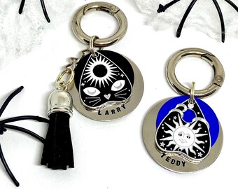 Dog ID tag, Pet ID tag-Dog tag, Pet name tag, Keyring, Hand stamped, Engraved, Personalised, Gift for pet, Halloween, Ouija, Planchette