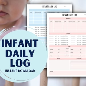 Baby journal, Baby daily log, Baby log, Newborn log, Nanny log