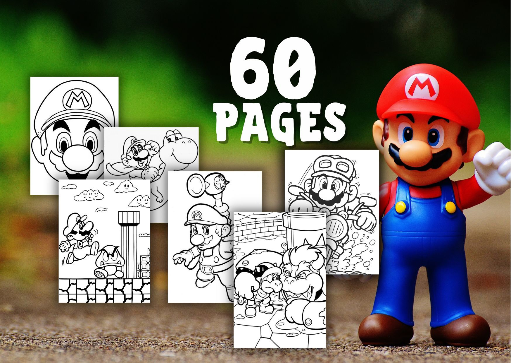 Super Mario Bros. Coloring Book Pages, 40 Printable Pages for Kids,  Birthday Parties, School Work, Past Time, Fun Activity, PDF 
