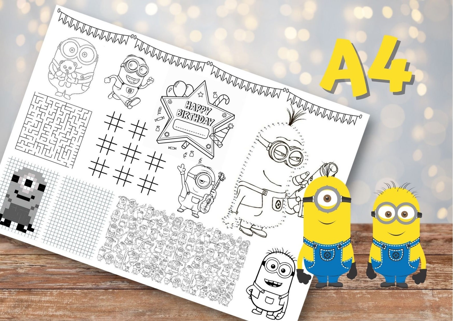 Minions Coloring Page, Minions Placemat, Minions Birthday - Etsy