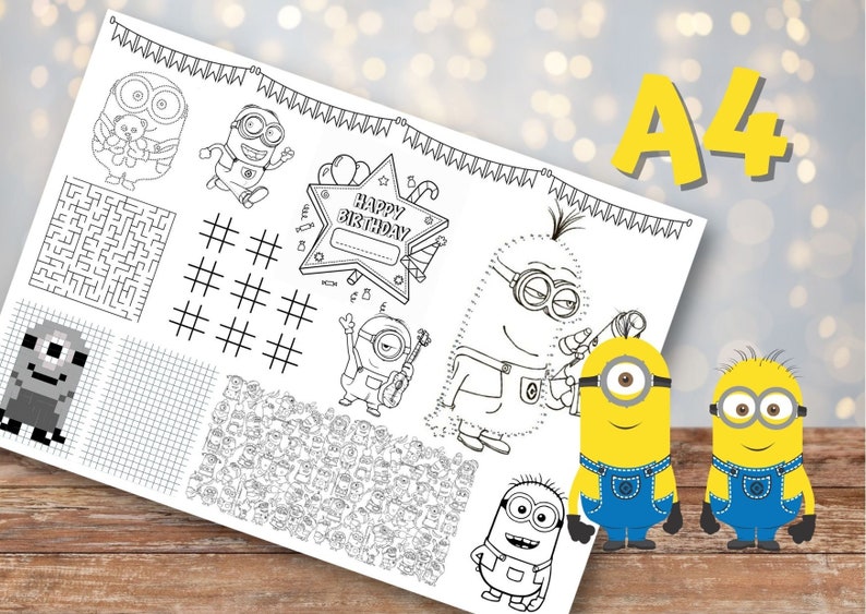 Minions Coloring Page, Minions Placemat, Minions Birthday - Etsy