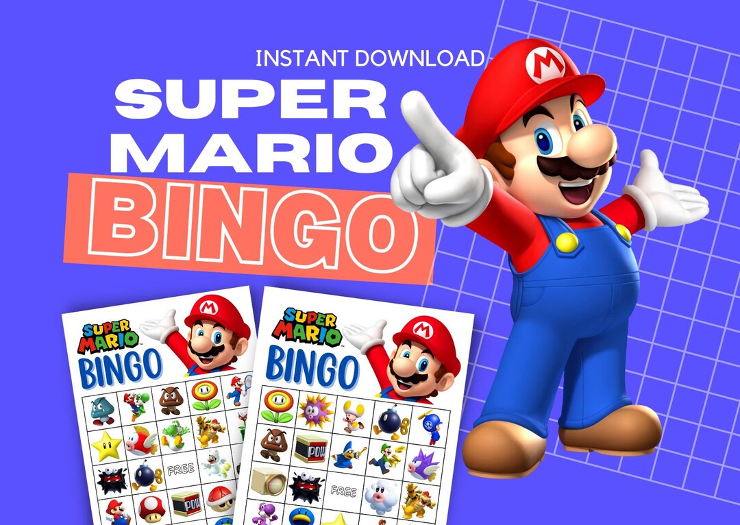 Super Mario Bingo, Bingo Cards, Nintendo, Mario Bros - Etsy