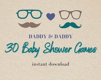 Two Dad Baby Shower Games, Rainbow Baby, 30 Printable Games (PDF)