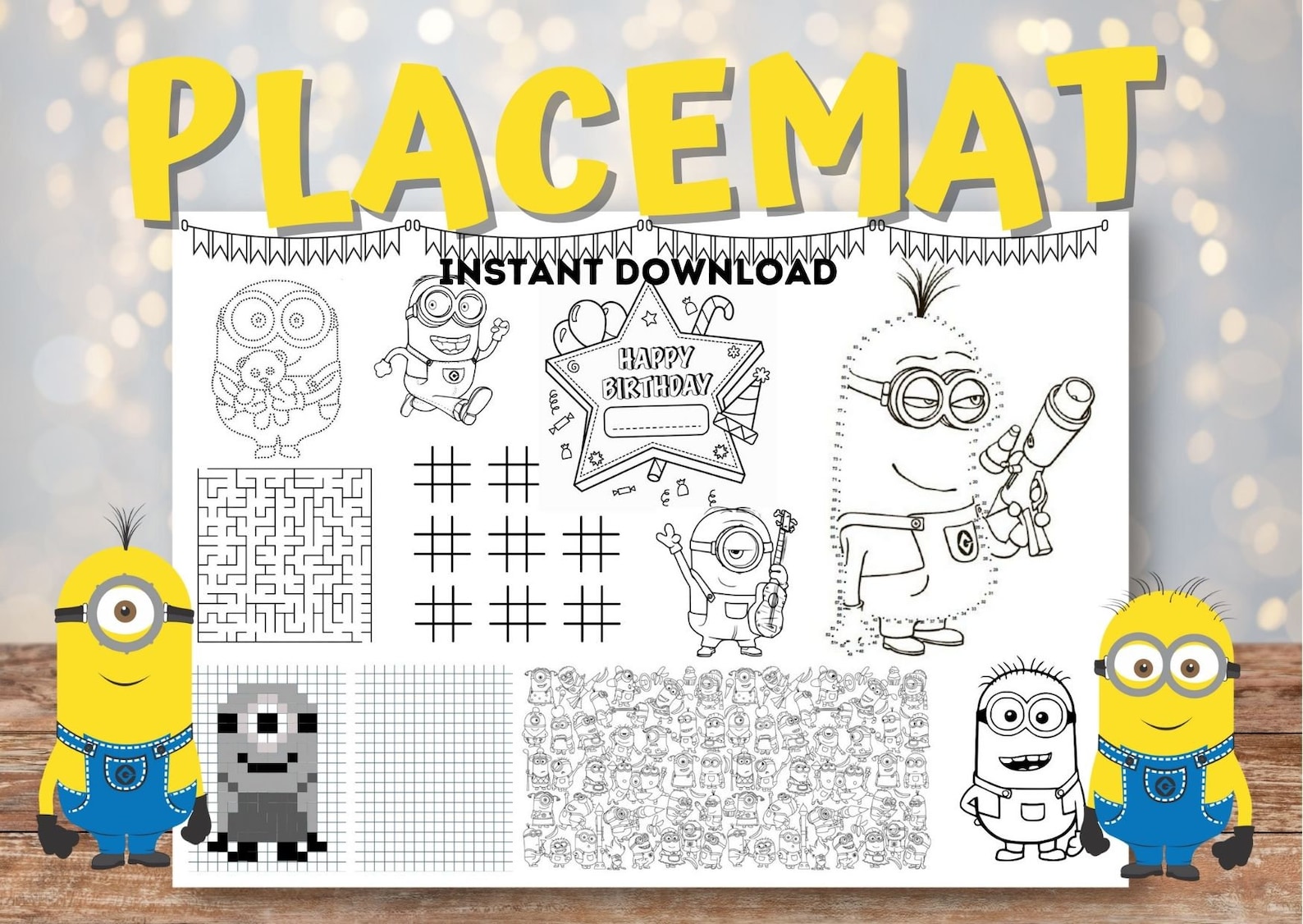 Minions Coloring Page, Minions Placemat, Minions Birthday - Etsy