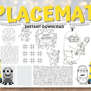 Minions Coloring Page, Minions Placemat, Minions Birthday - Etsy