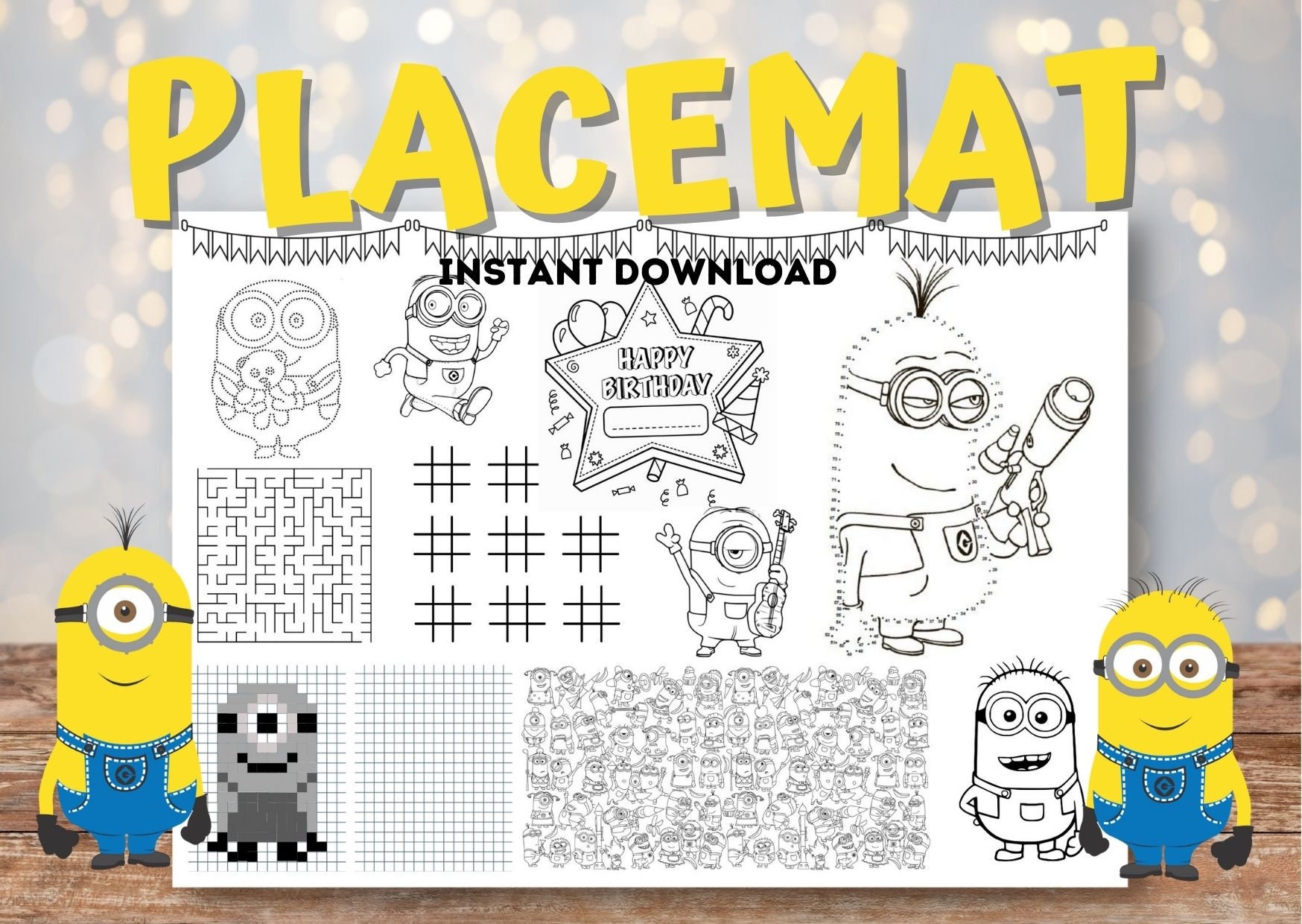 Minions Coloring Page, Minions Placemat, Minions Birthday - Etsy
