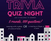 Virtual family games trivia quiz night - party printable games