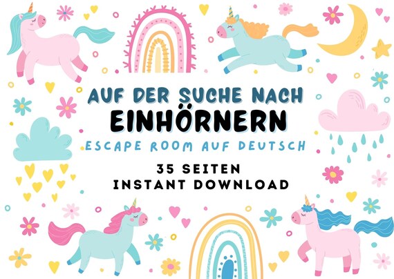 Einhorn escape room, Einhorn geburtstag, Schatzsuche kindergeburtstag, Puzzle for kids